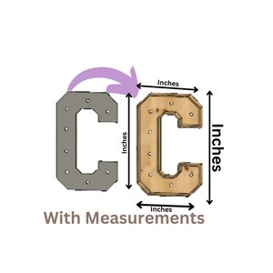 Marquee Letter (C) Full Measurement Plans 3ft Tall
