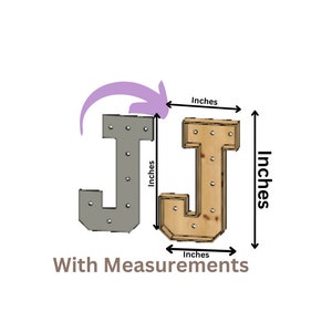 Marquee Letter (J) Full Measurement Plans 3ft Tall