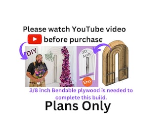 May include: A digital illustration of a 3D archway made of wood. The archway is shown in a cutaway view, revealing the internal structure. The text "3D Arch" is visible in the image. The text "Plans Only" is also visible in the image. The image includes a YouTube play button and the text "Please watch YouTube video before purchase".