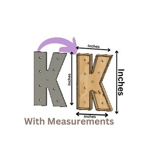 Marquee Letter (K) Full Measurement Plans 3ft Tall