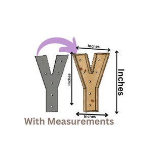 Marquee Letter (Y) Full Measurement Plans 3ft Tall