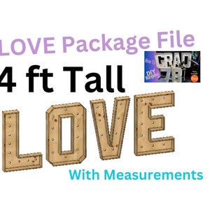 Marquee Package (LOVE) Full Measurement Plans 4ft Tall Directions Digital Download
