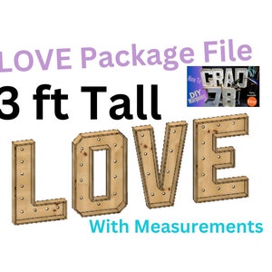 Marquee Package (LOVE) Full Measurement Plans 3ft Tall Directions Digital Download