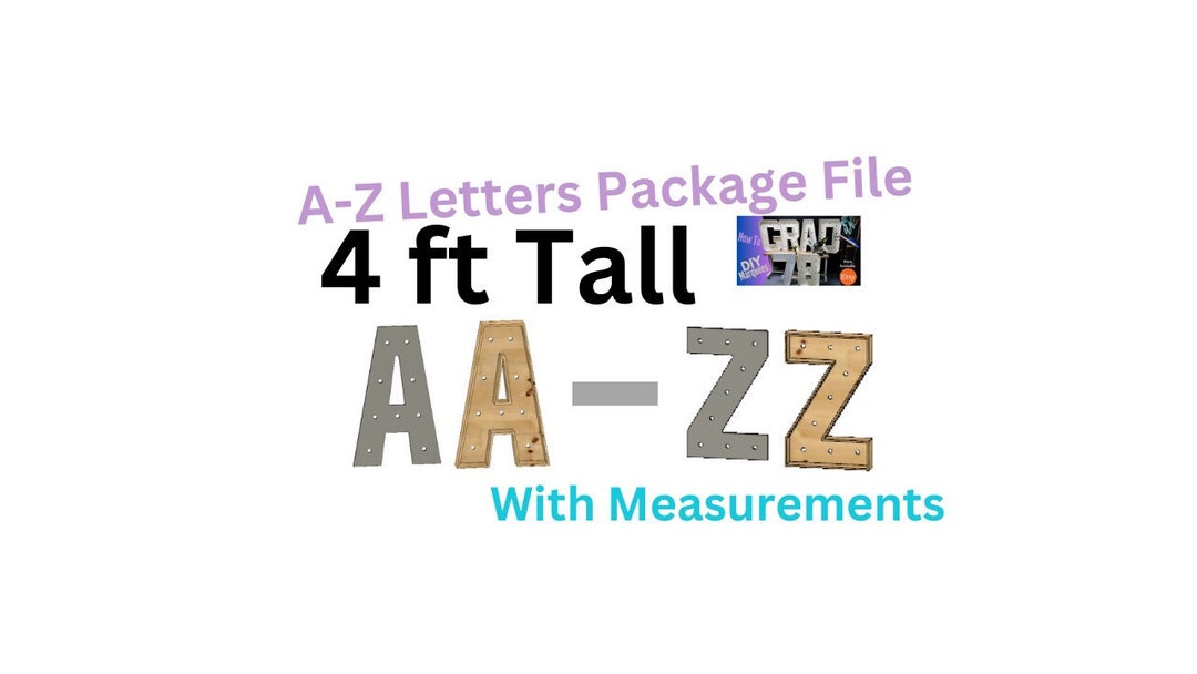 Marquee Package A-Z Letters Full Measurement Plans 4ft Tall Directions ...