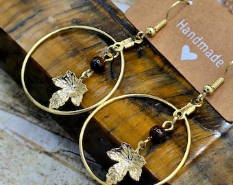 Pendientes de hoja de ojo de tigre