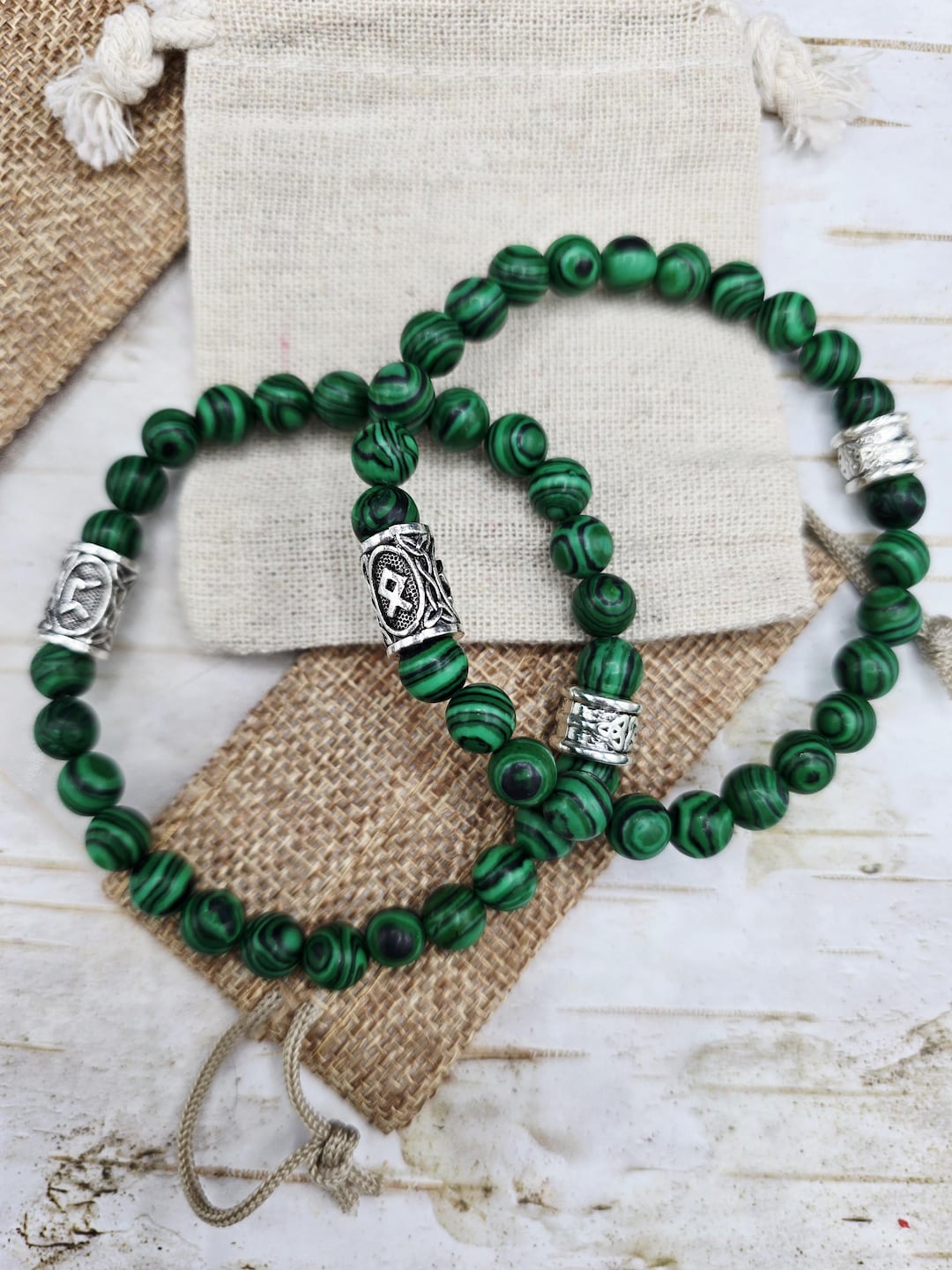 Emerald Rune Emerald Gatekeeper Malachite Rune Bracelets - Etsy