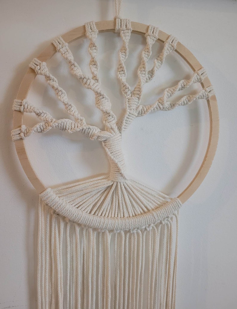 Tenture Murale Arbre De Vie - Macramé Boho Fibre Art - Effet 3D - 25 Pouces