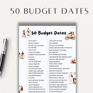 50 Budget Dates printable Bucket List date Ideas couple Goals date