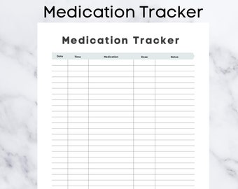 Printable Medication Tracker: Health Log, Medication Chart (Digital Product)