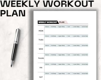 Workout Planner, Printable Planner, Fitness Journey, Weekly planner, Digital Download, Exercise Tracker