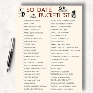 50 Date Bucket list Printable Bucket list Date Ideas Couple Goals Date Night
