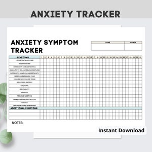Anxiety Printable Tracker Anxiety Journal Mental Health Etsy