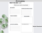 Printable Not-To-Do List: Productivity Planner (Instant Download)