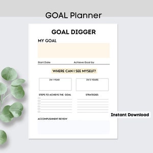 Goal Digger Planner|Printable Planner| Goal Journal|Goal Setting| Goal Getter|Instant Download|Productivity Planner