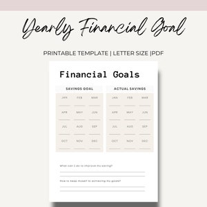 Financial Goals, Printable Financial Planner, Expense Tracker, Budget ...