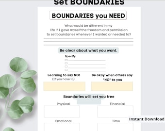Boundaries Printable Planner: Self-Care & Mental Health (PDF)