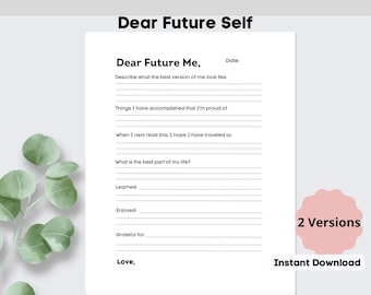 Dear Future Me|Printable Self Journal|Self Care|Digital Download|Dear Future|Self Planner|Diary|Self Love