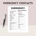 Emergency Contacts, Printable Emergency List,contact Information ...