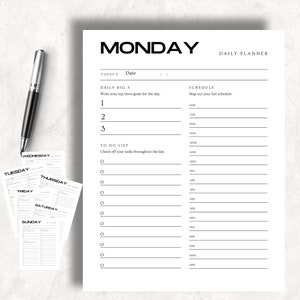 Weekly Planner, Printable Planner, Digital Product, Daily Planner, Weekly Schedule, Time Blocking|Minimalist