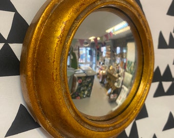 Antiqued Gold Rounded Framed Mirror | Convex Wall Mirror | MK32 | 14cm x 14cm | 100% on Trend | Home Decor Interiors Statement Piece |