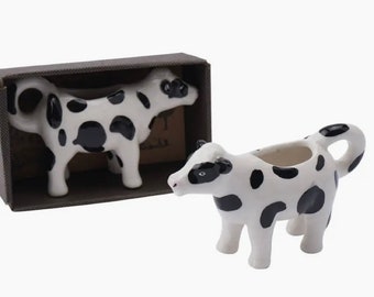 Cow Mini Milk Jug | Ceramic Farmhouse Decor Creamer | Cute Kitchen Accessory | Afternoon Tea