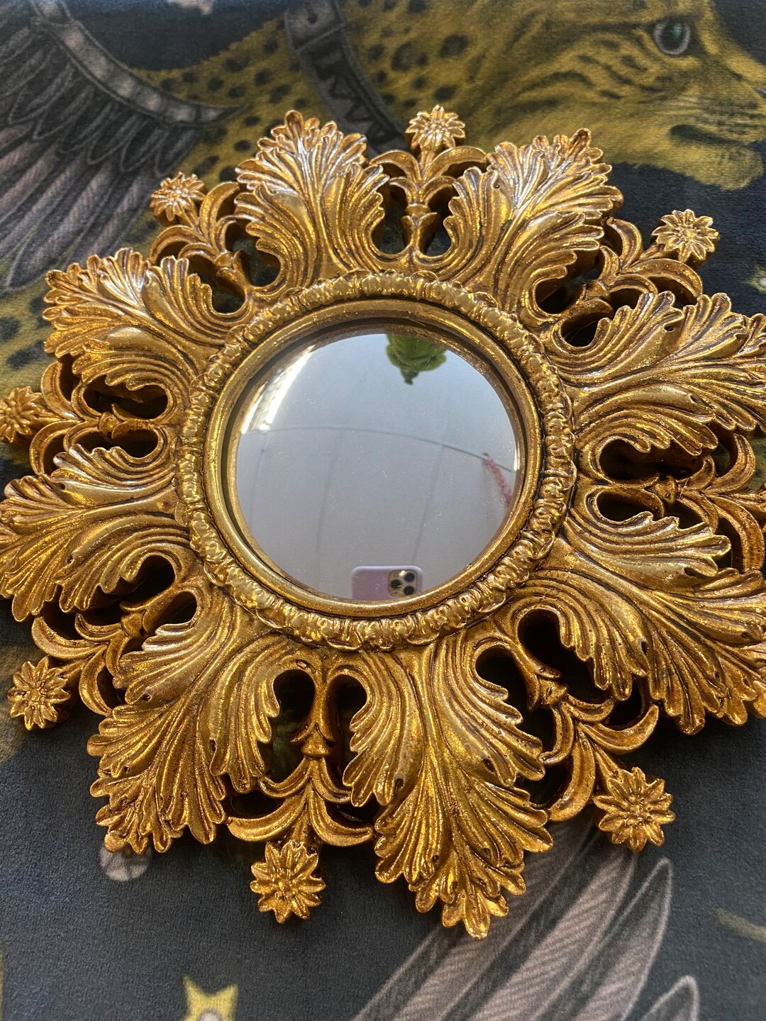 Ornate Antique Style Small Gold Mirror Round Perfect by Etsy UK