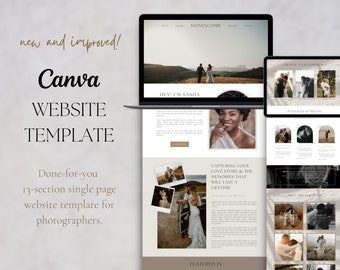 Canva Website Template for Photographers, Single Page Website Design, Photography Portfolio, Boho Theme, Showit Blog, Digital Download