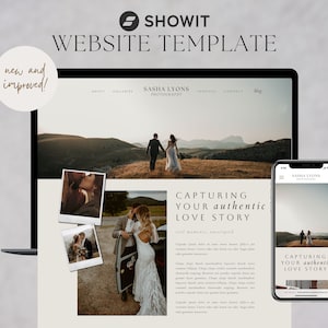 Showit Website Template for Photographers, Wedding Photography Portfolio Website, Boho Theme Website Design, Showit Blog, Digital Download