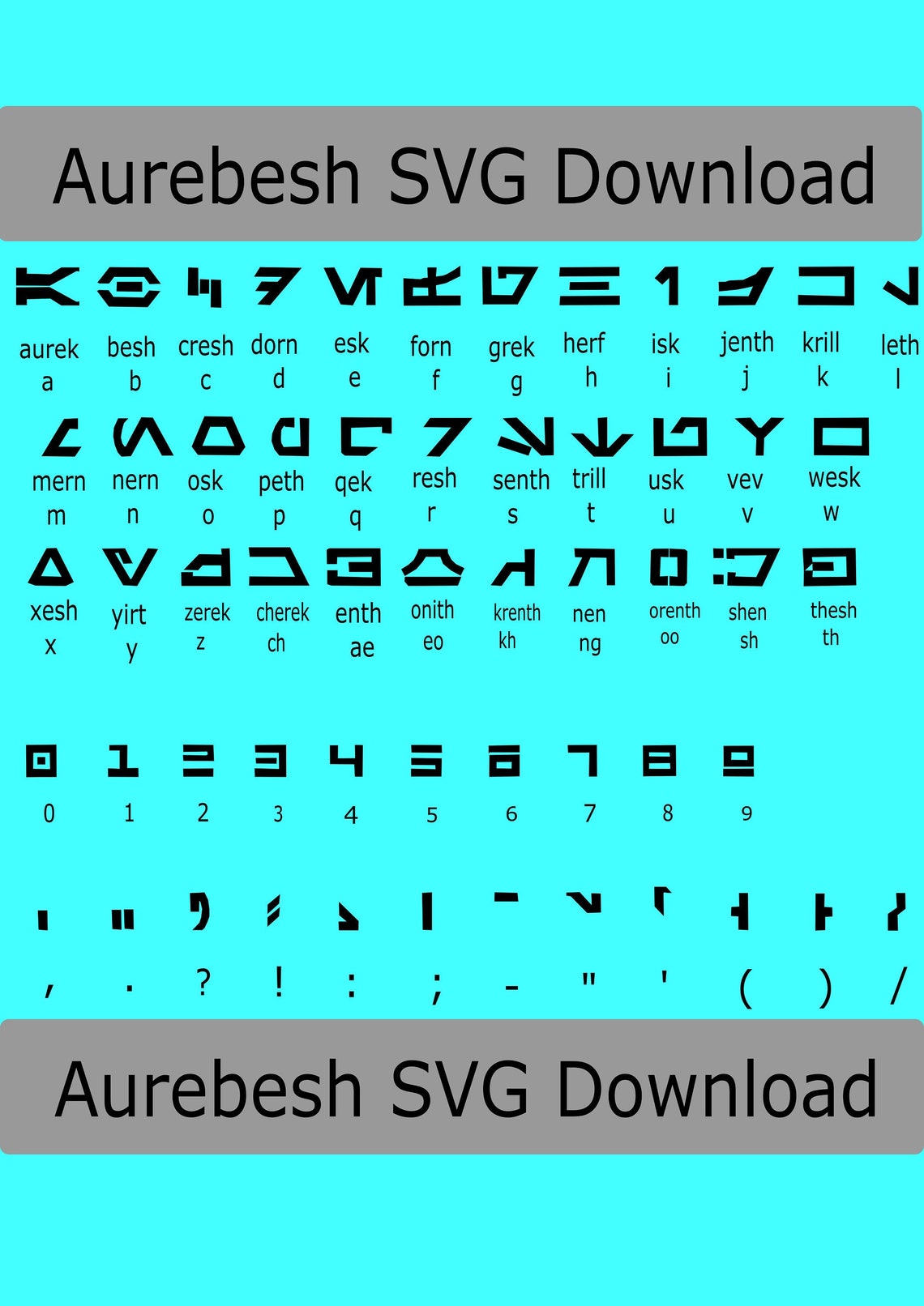 Star Wars Aurebesh Alphabet SVG Download - Etsy