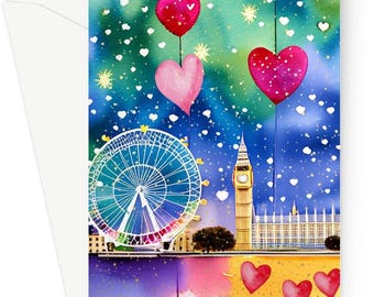 Tarjeta de felicitación del London Eye: aniversario, San Valentín o boda