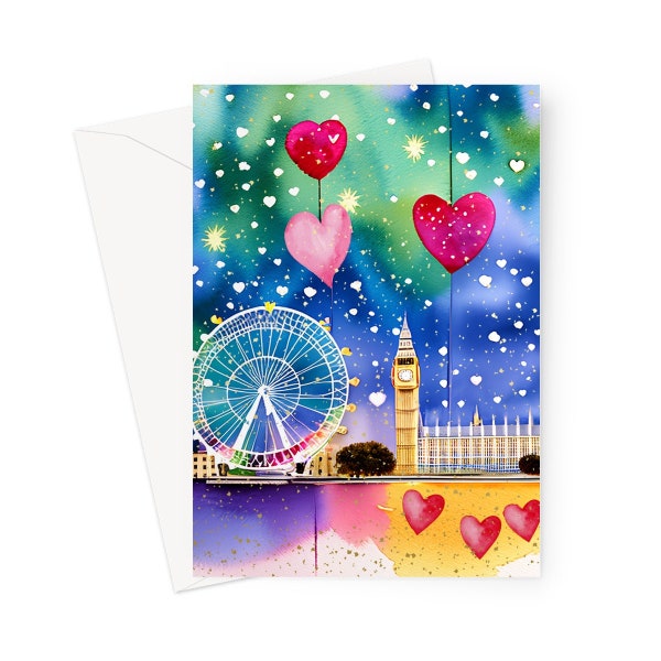 Londres - Je t'aime - Carte de vœux vierge / Carte Saint-Valentin / Carte anniversaire / Carte de mariage / Carte d'amour / Londres