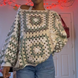 Crochet granny square sweater