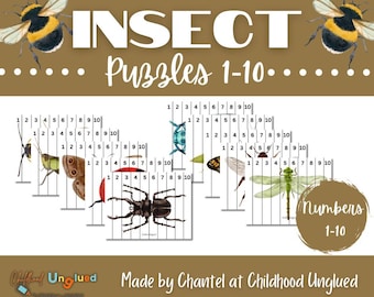 Insect Number Sequence Puzzles | Preschool Printable | Insect Unit Study Printable | Kids Printable