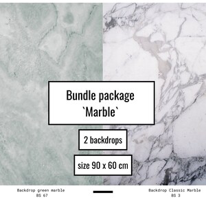 Flatlay backdrop bundle marble for food, product, Instagram and flat lay photography, 2 backdrops