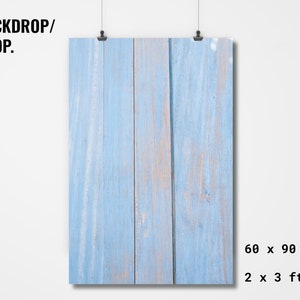 Vinyl background blue wooden backdrop for food, product, Instagram and flat lay photography