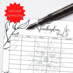 Timetable to fill out as PDF - Style: Good Vibes - ideal for the upper school, Hauptschule or Realschule