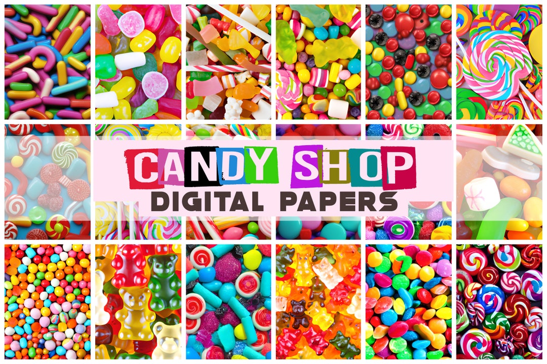Candy Shop Colorful Candies Digital Papers Art BOHO Etsy