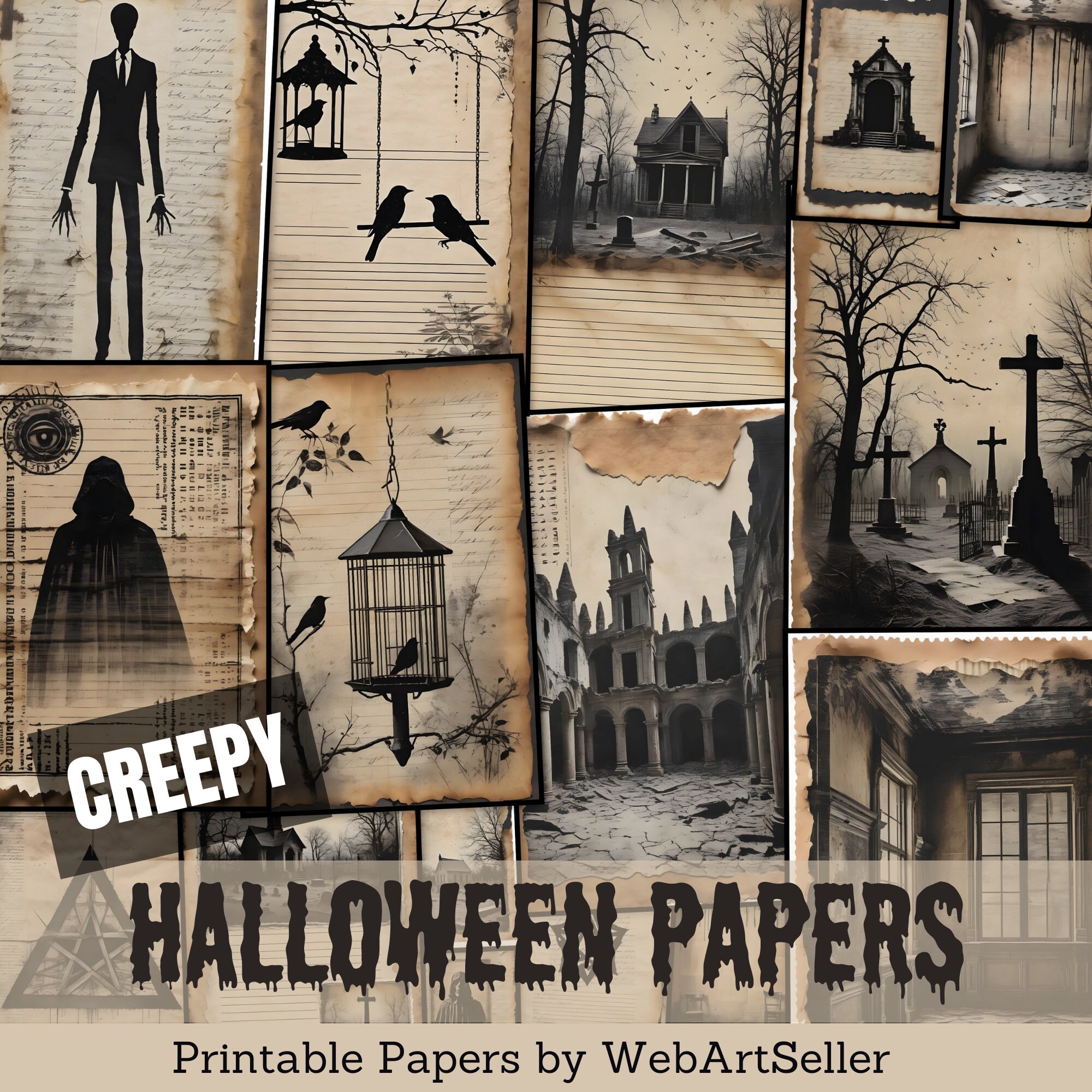 Creepy Occult Life JUNK Journal Digital Papers Art BOHO - Etsy