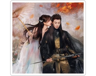 Chinese Drama Love Between Fairy and Devil Stickers, Xiao Lanhua Dongfang Qingcang Kiss-Cut Stickers, Mythical Creature Decor, Fantasy Drama