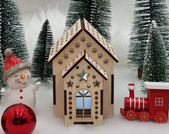 LED Christmas Village Mini House: Handmade Tree Decoration