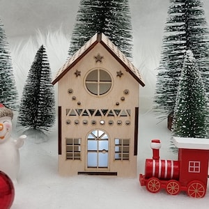 LED Christmas village mini house, LED candle holder, Christmas tree decoration, with Christmas decoration, Christmas night lights