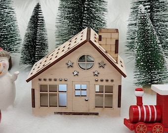 LED Christmas Village Mini House: Handmade Tree Decoration