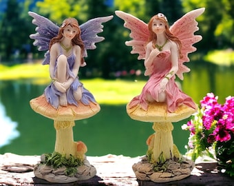 3.55&quot; Fairy Figurine, Woodland Fairies Terrarium Accessory, Sculpture Garden Ornament, Fairies Mythical Creatures Collection, Fairy Garden