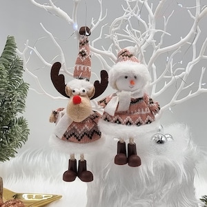 Adorable Christmas Tree Ornament, Handmade Textile Hanging, Christmas Tree Ornament, Reindeer, Snowman, Hanging Christmas Ornament