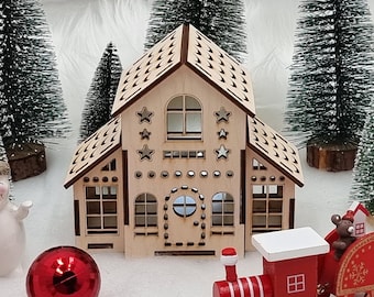 LED Christmas Village Mini House: Handmade Tree Decoration