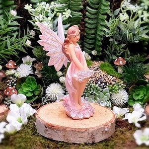 5,1 Woodland Knoll Fairy Girl with Glowing Wings, Fairy Figurine Fairy Garden Supply, Miniature Fairy Girl, Fairy Gathering Flowers image 2