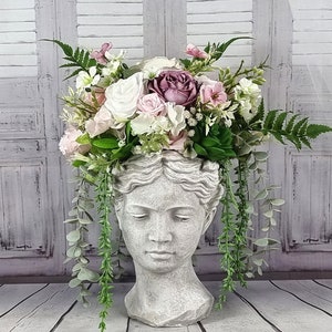 16" Roman Venus Head Planter Flower arrangement, Greek Goddess Female Statue, Head Ceramic Flower Planter For Home and Garden Decoration