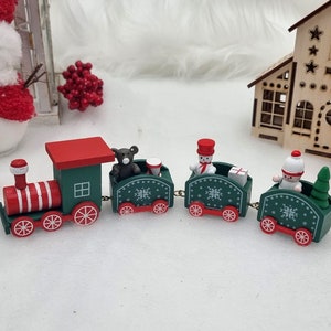 Wooden Christmas Train, Wooden Christmas Train, Christmas Ornaments, Wooden Christmas Decorations, Mini Train Set For Kids