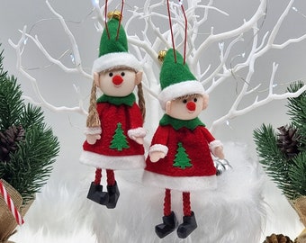 Christmas Angel Doll, Navidad Xmas Tree Pendant, Christmas Girl Boy Pendant, Hanging Angel Doll, Xmas Ornament, Xmas Elf Doll Handmade Angel