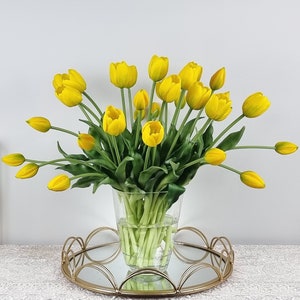 6 pcs 15" yellow Real touch Tulips wedding Table Centerpiece, Dinner Table Centerpiece Large Tulip wedding bouquet, Real Touch Flower